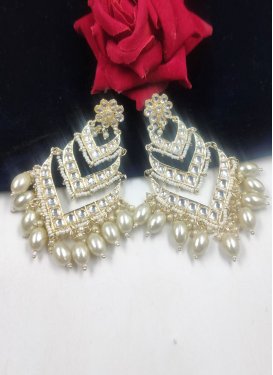Graceful Alloy Beads Work Gold Rodium Polish Earrings