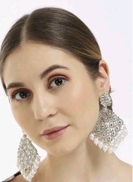 Graceful Alloy Silver Rodium Polish Earrings For Ceremonial