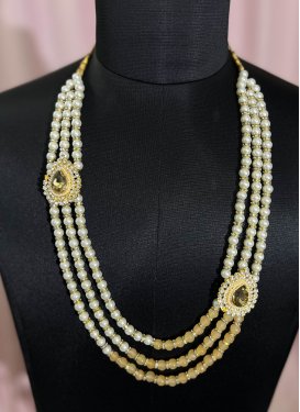 Graceful Beads Work Gold and Off White Necklace Set for Ceremonial