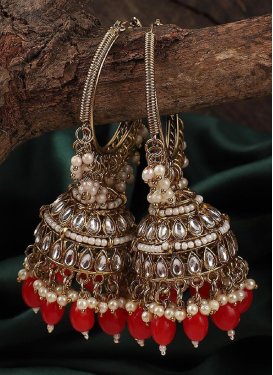 Graceful Beads Work Gold Rodium Polish Alloy Earrings For Festival