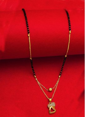 Graceful Black and Gold Alloy Gold Rodium Polish Mangalsutra For Festival