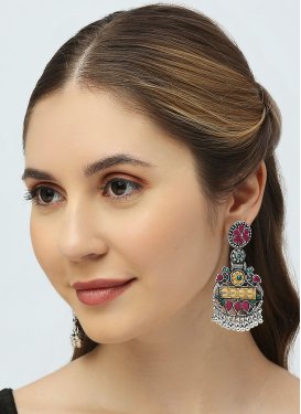 Graceful Gold and Silver Color Silver Rodium Polish Stone Work Earrings