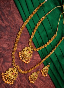 Graceful Gold Rodium Polish Alloy Necklace Set For Bridal