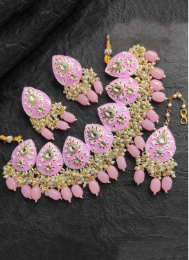 Graceful Gold Rodium Polish Beads Work Necklace Set