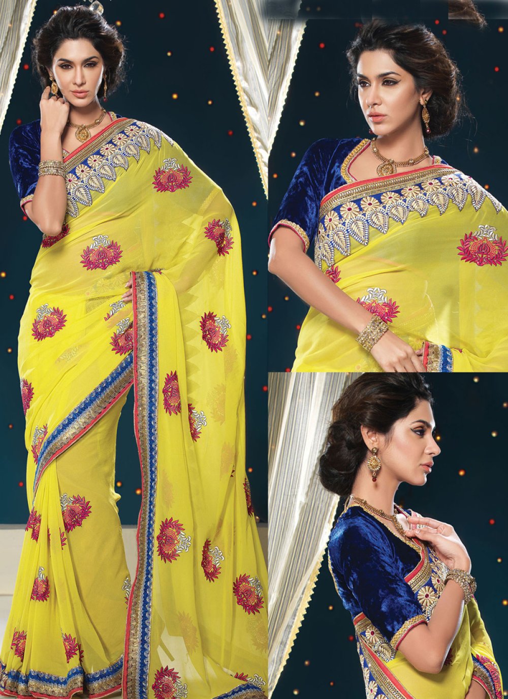 Grandiose Yellow Color Party Wear Saree