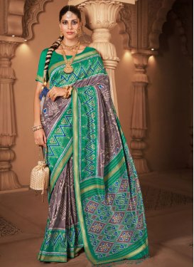 Green and Grey Dola Silk Designer Traditional Saree