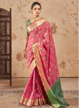Green and Hot Pink Traditional Designer Saree