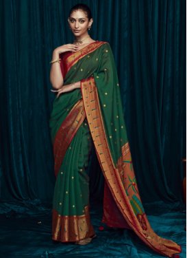 Green and Maroon Trendy Classic Saree