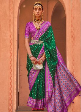 Green and Purple Woven Work Trendy Classic Saree