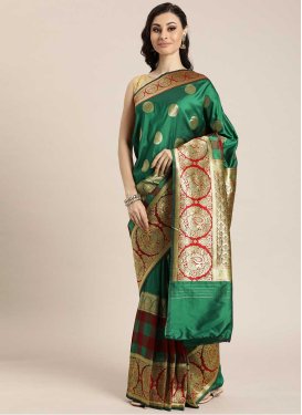 Green and Red Designer Traditional Saree