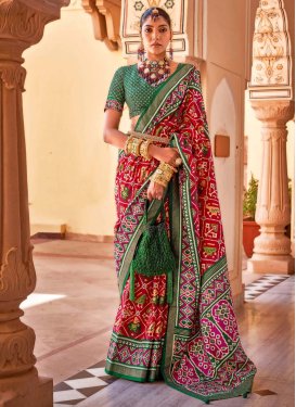 Green and Red Patola Silk Trendy Classic Saree