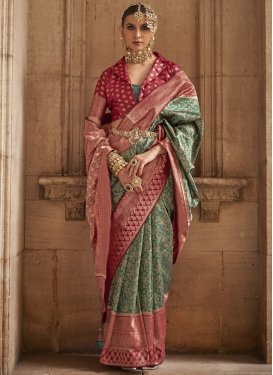 Green and Red Traditional Designer Saree