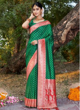 Green and Red Trendy Classic Saree