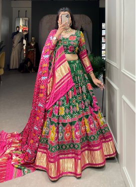 Green and Rose Pink Gaji Silk Designer Lehenga Choli