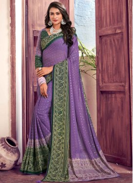 Green and Violet Designer Contemporary Style Saree