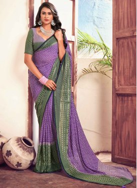 Green and Violet Designer Traditional Saree