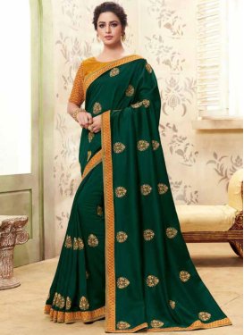 Green Embroidered Party Classic Designer Saree