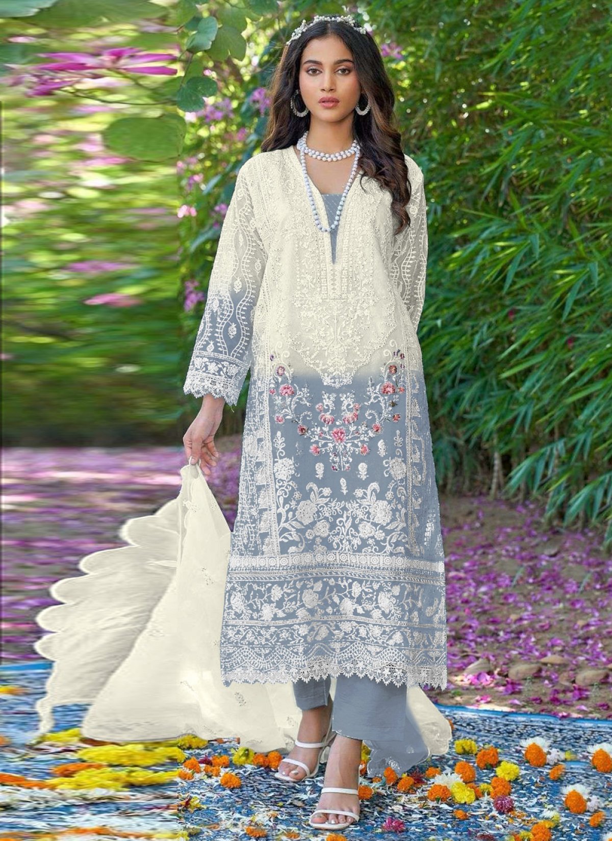 Pakistani white salwar kameez best sale