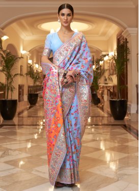 Handloom Silk Foliage Print Work Trendy Designer Saree