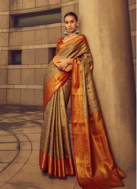 Handloom Silk Gold and Red Woven Work Traditional Designer Saree