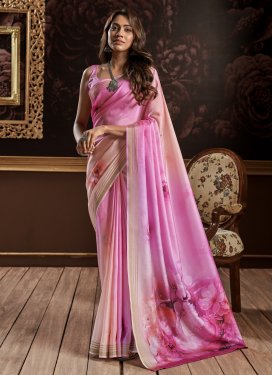 Handloom Silk Peach and Pink Designer Contemporary Style Saree