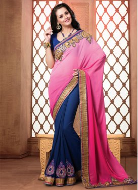 Haute Booti And Lace Work Half N Half Party Wear Saree