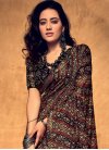 Beige and Black Abstract Print Work Traditional Designer Saree - 1