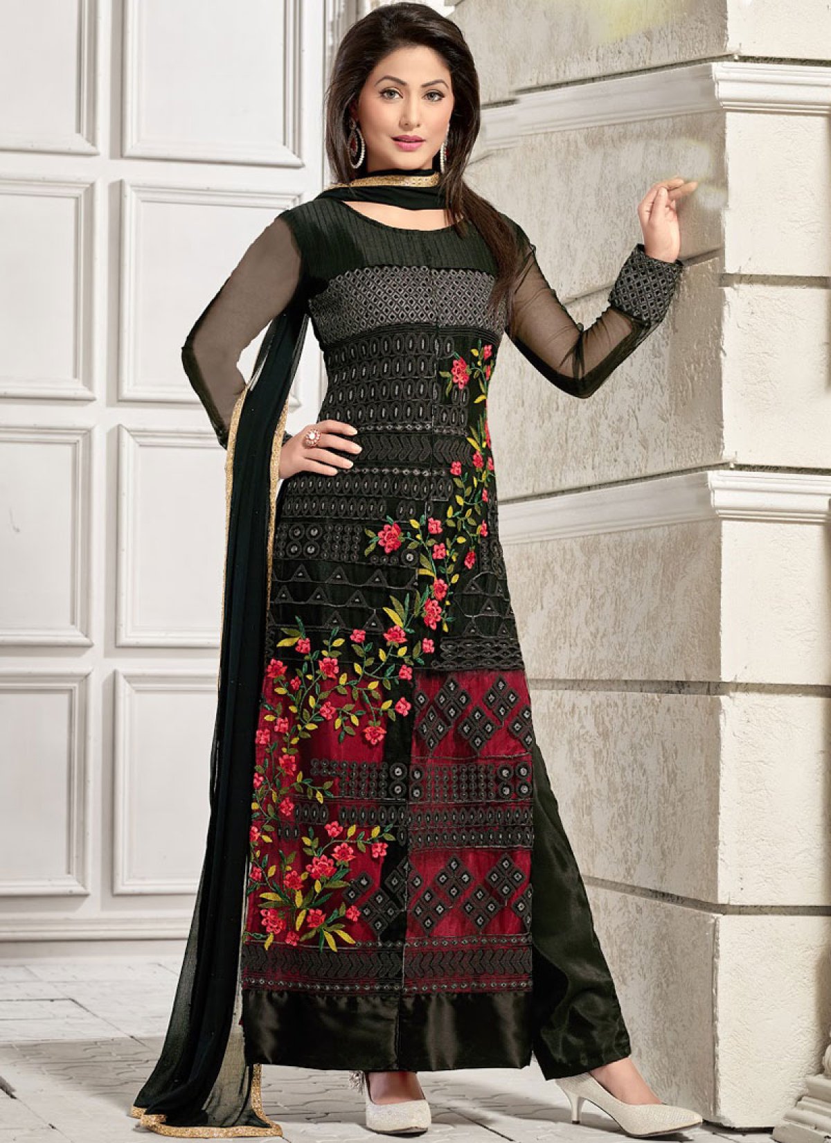 white christmas dresses Hina Khan Blue Color Designer Suit main image 0