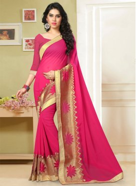 Honourable Rose Pink Color Lace Work Party Wear Saree