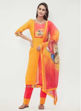 Hot Pink and Mustard Cotton Pant Style Classic Salwar Suit