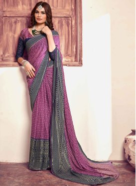 Hot Pink and Navy Blue Designer Contemporary Saree For Casual