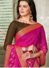 Rose Pink Printed Faux Georgette Classic Saree - 1