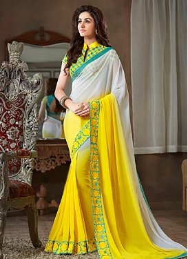 Hypnotic Yellow And Grey Color Party Wear Saree
