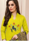 Ideal Yellow Embroidered Churidar Suit - 1