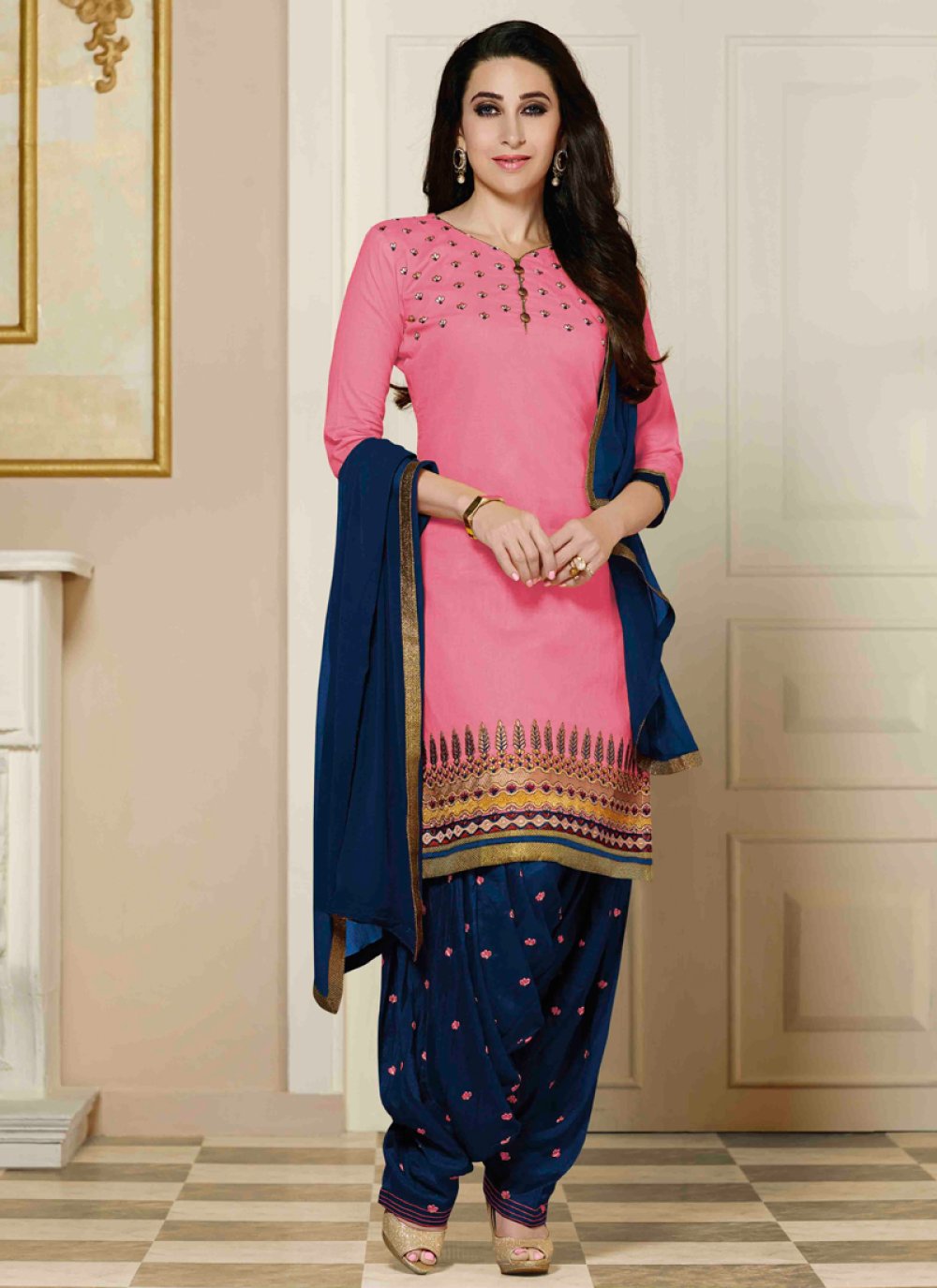 Punjabi suit sales pink colour