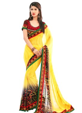 Impeccable Yellow Color Resham Work Casual Saree