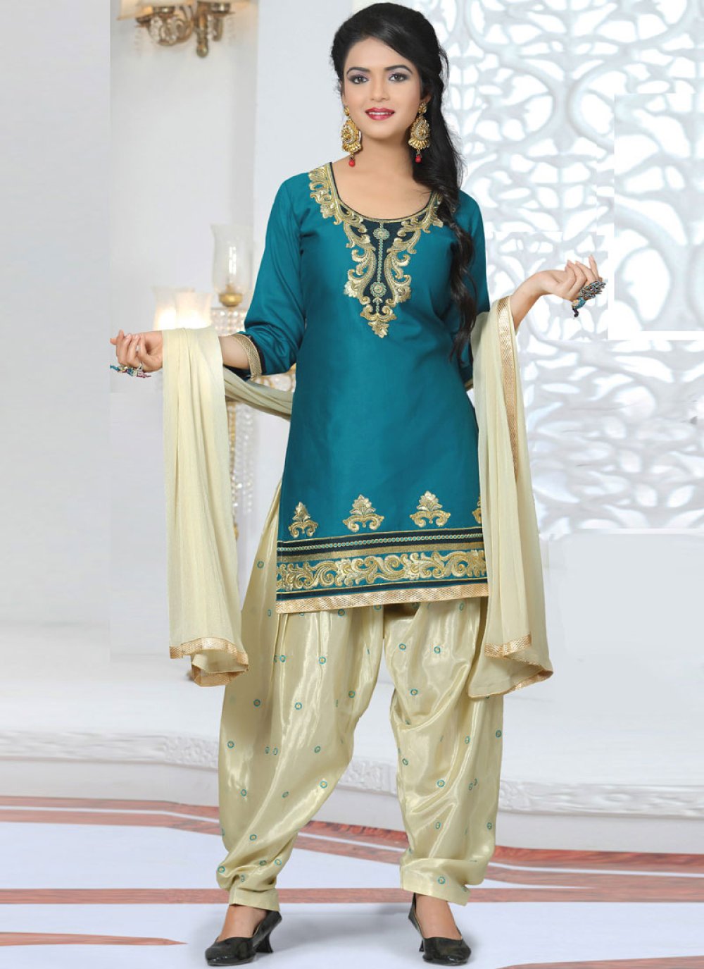 Buy Rakhi Ready to wear Festive Satin Silk Punjabi Patiala Suit Indian  Women Ethnic dress 8180 4 at Amazon.in