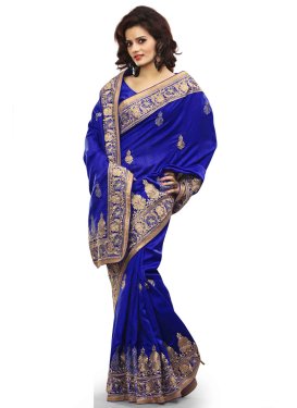 Imposing Booti Work Blue Color Party Wear Saree