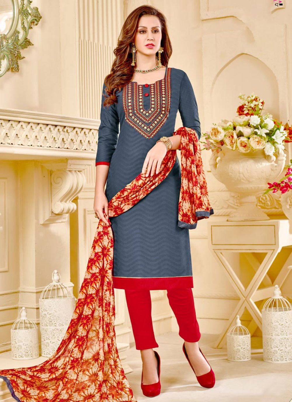 Innovative Cotton Pant Style Straight Salwar Kameez