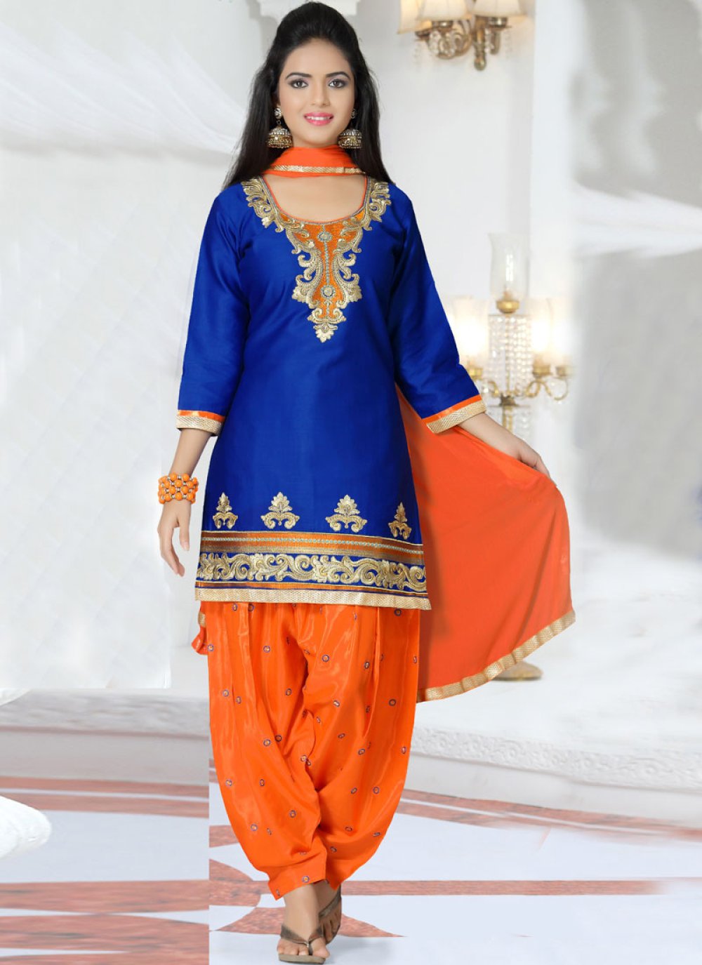 Buy Silk Blue Plain Patiala Punjabi Suit Lace Work Duppata Patiala Suit  Kameez Dupatta Custom Stitched Indian Dresses for Girls Women Online in  India - Etsy