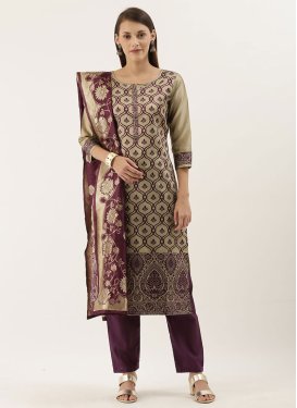 Jacquard Pant Style Straight Suit For Casual