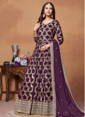 Jacquard Silk Long Length Anarkali Salwar Suit