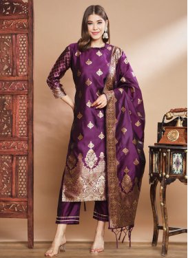 Jacquard Silk Readymade Designer Salwar Suit