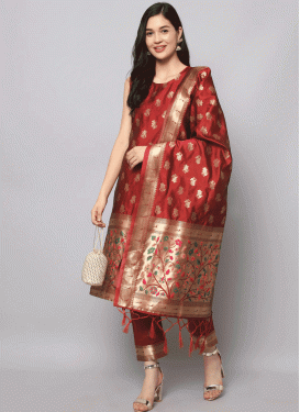 Jacquard Silk Readymade Designer Salwar Suit For Festival