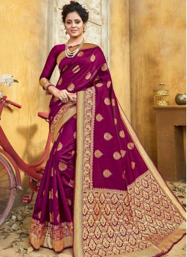 Jacquard Silk Woven Work Trendy Classic Saree