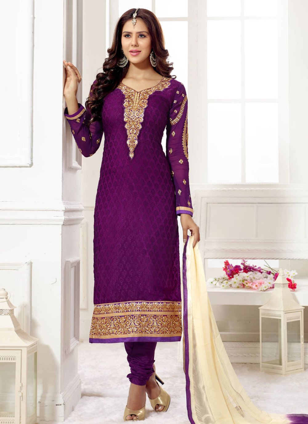 Purple colour punjabi salwar on sale suit