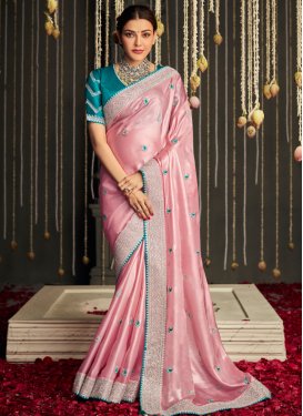 Kajal Aggarwal Fancy Fabric Embroidered Work Contemporary Style Saree