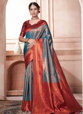 Kanjivaram Silk Designer Contemporary Saree For Ceremonial