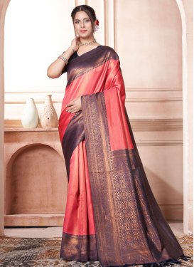 Kanjivaram Silk Designer Contemporary Style Saree For Ceremonial