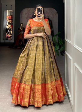 Kanjivaram Silk Readymade Long Length Gown For Ceremonial